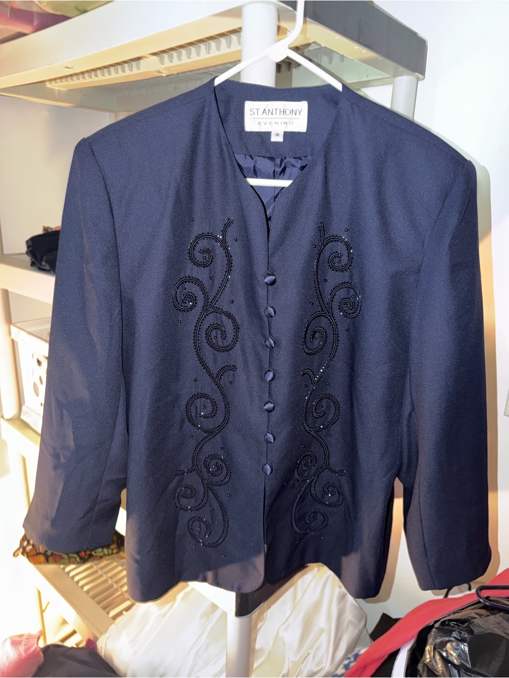 St. Anthony Evening Navy Beaded Swirl Jacket